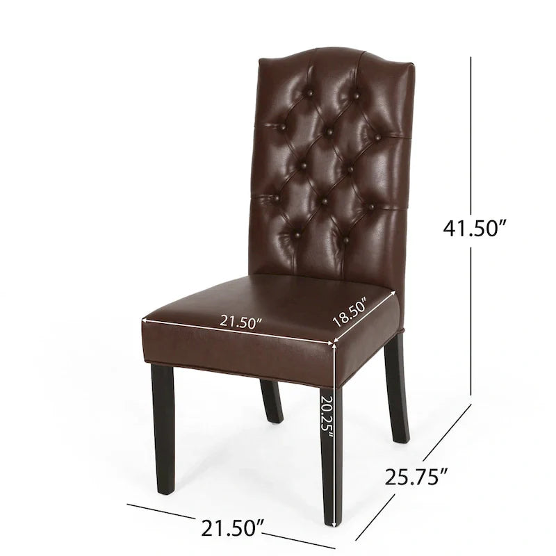 Set of 2 Harriet Modern Tufted Faux Leather Dining Chairs by Christopher Knight Home - Dimensions: 21.5" L x 25.75" W x 41.5" H 4