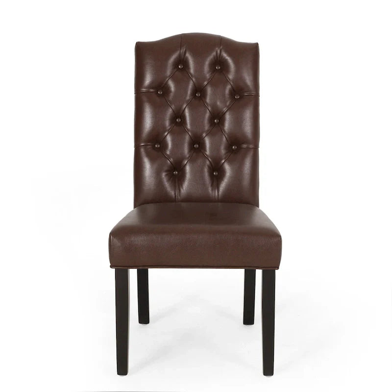 Set of 2 Harriet Modern Tufted Faux Leather Dining Chairs by Christopher Knight Home - Dimensions: 21.5" L x 25.75" W x 41.5" H 5