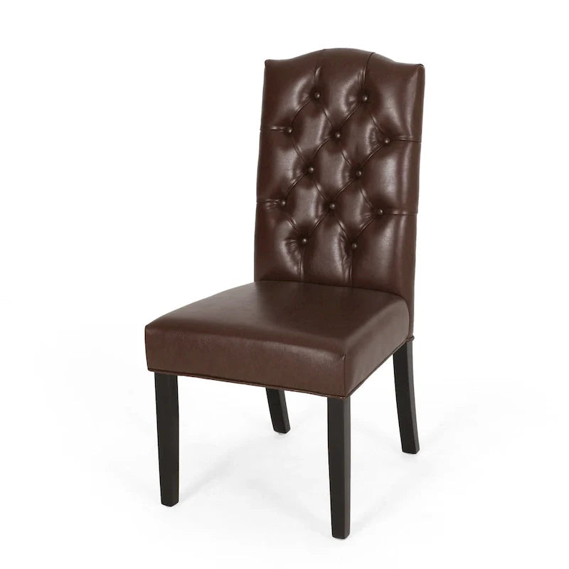 Set of 2 Harriet Modern Tufted Faux Leather Dining Chairs by Christopher Knight Home - Dimensions: 21.5" L x 25.75" W x 41.5" H 6