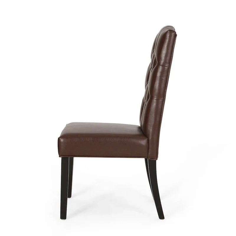 Set of 2 Harriet Modern Tufted Faux Leather Dining Chairs by Christopher Knight Home - Dimensions: 21.5" L x 25.75" W x 41.5" H 8