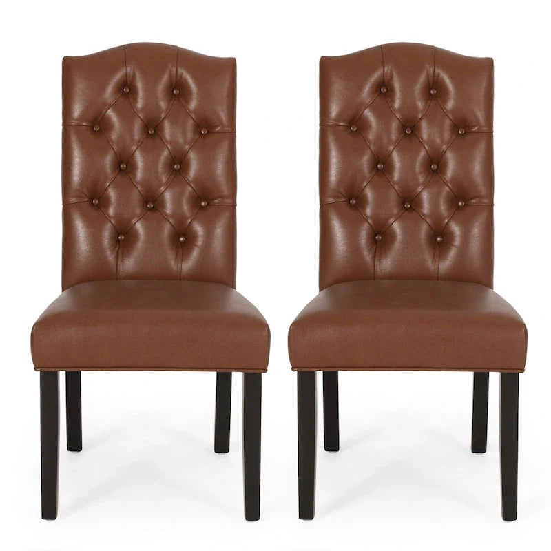Set of 2 Harriet Modern Tufted Faux Leather Dining Chairs by Christopher Knight Home - Dimensions: 21.5" L x 25.75" W x 41.5" H 14