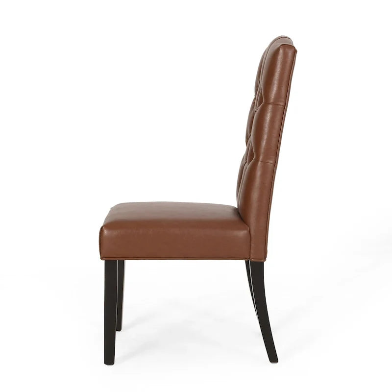 Set of 2 Harriet Modern Tufted Faux Leather Dining Chairs by Christopher Knight Home - Dimensions: 21.5" L x 25.75" W x 41.5" H 18