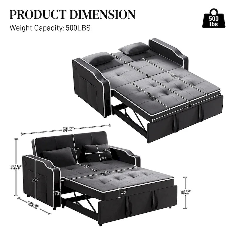 Ouyessir 3-in-1 Versatile Convertible Sofa Bed 13