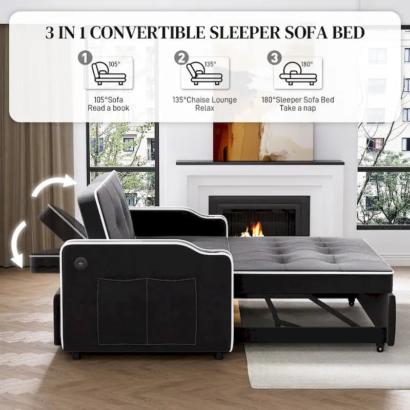 Ouyessir 3-in-1 Versatile Convertible Sofa Bed 14