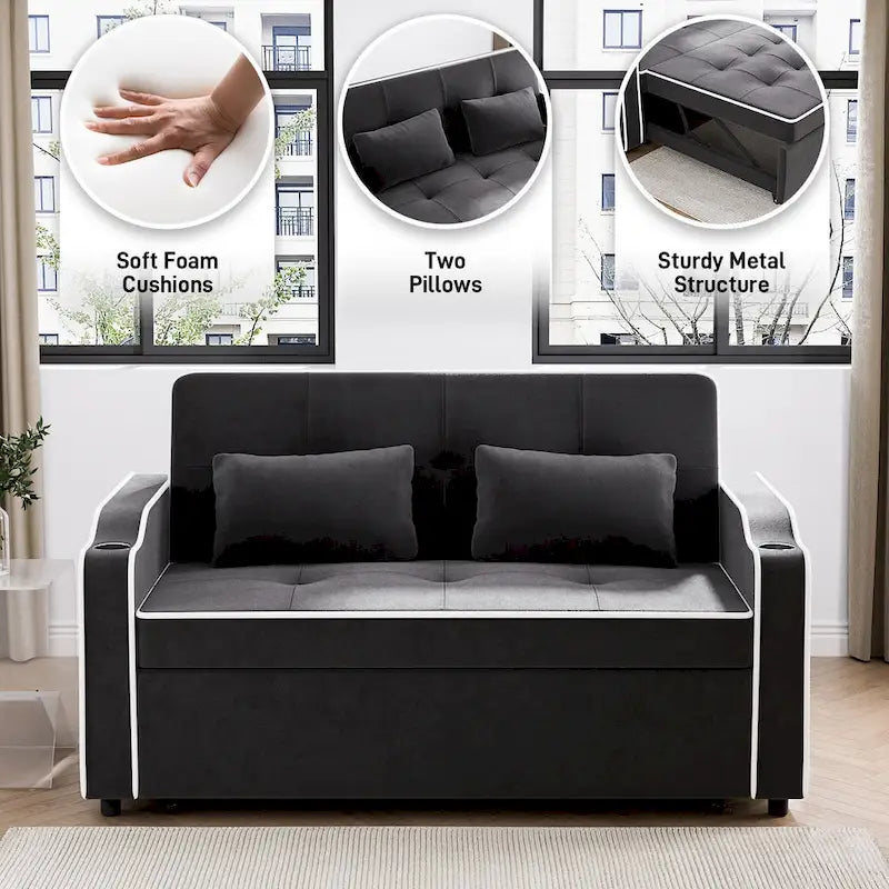 Ouyessir 3-in-1 Versatile Convertible Sofa Bed 15