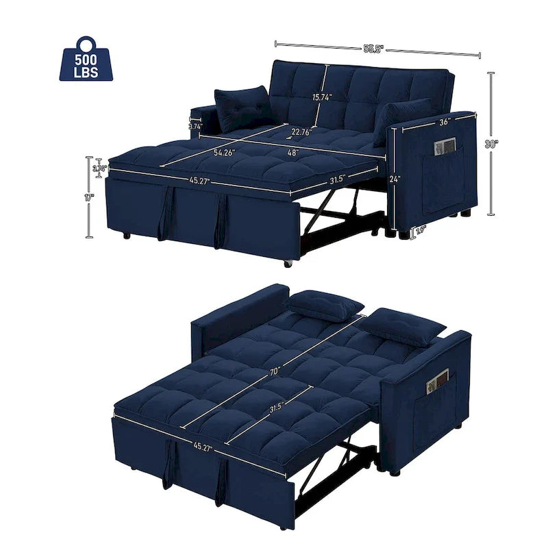 Ouyessir 3-in-1 Versatile Convertible Sofa Bed 22