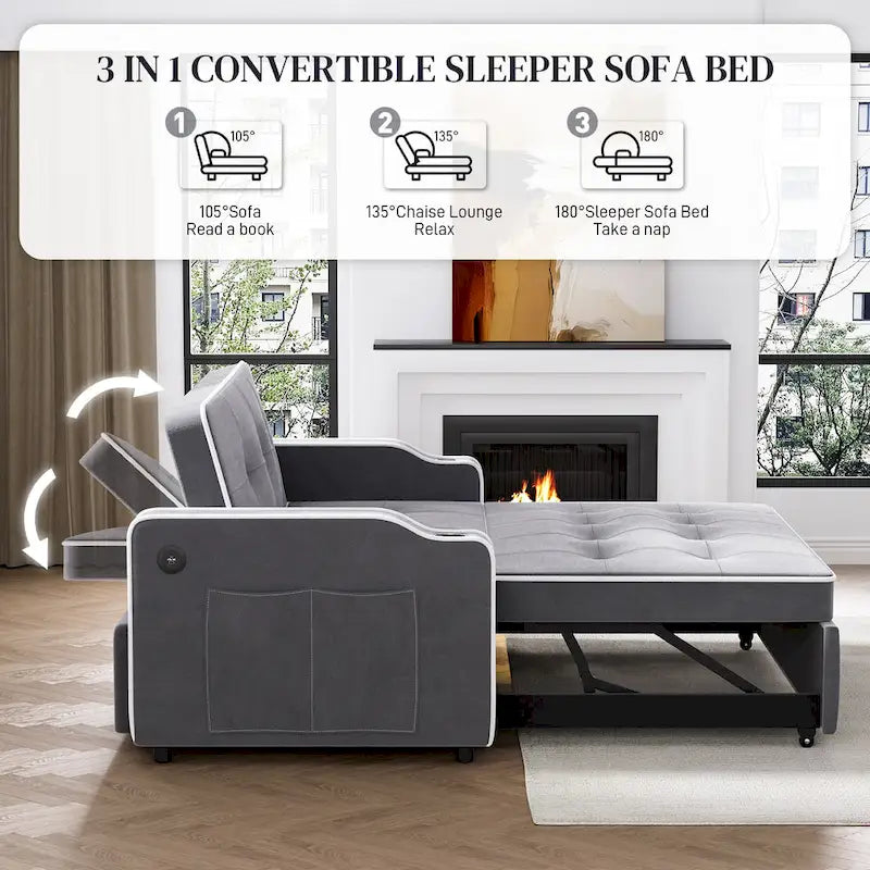Ouyessir 3-in-1 Versatile Convertible Sofa Bed 30