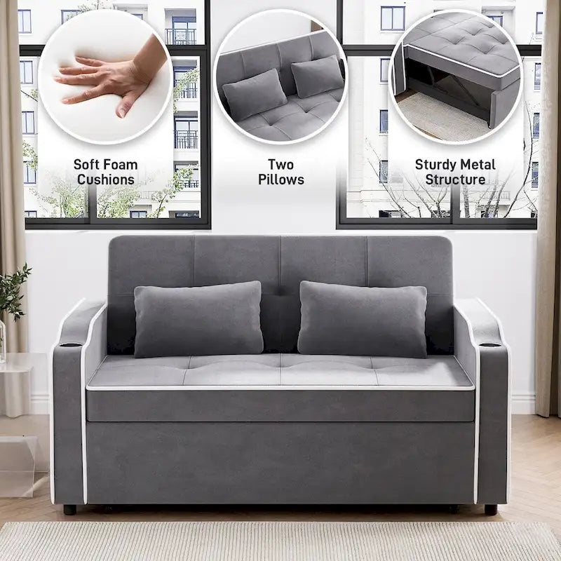 Ouyessir 3-in-1 Versatile Convertible Sofa Bed 31