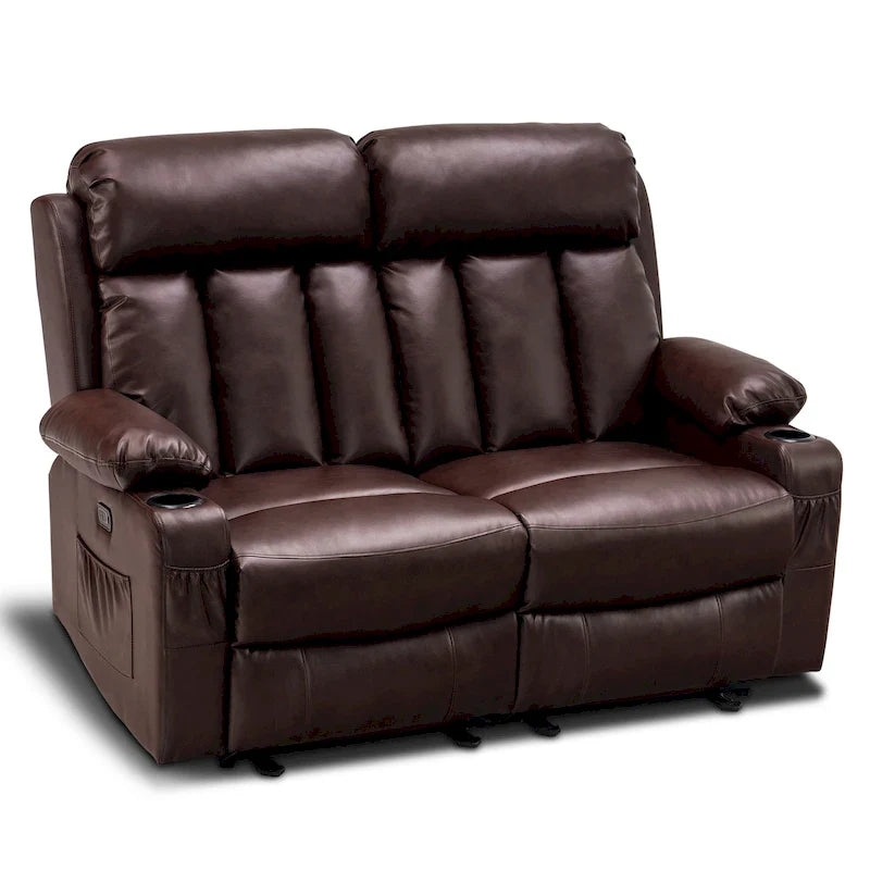 MCombo Faux Leather Electric Reclining Sofa with Heat and Massage - Models 6095/6075/6077 39