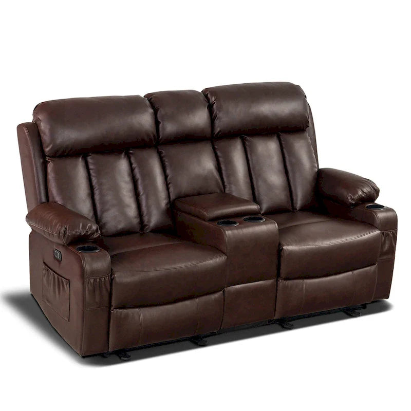 MCombo Faux Leather Electric Reclining Sofa with Heat and Massage - Models 6095/6075/6077 1