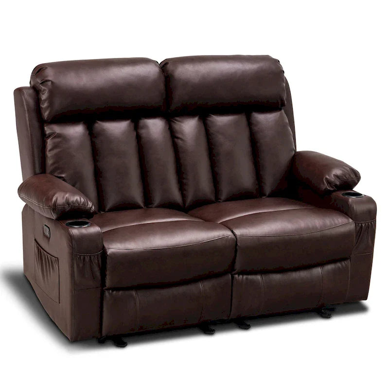 MCombo Faux Leather Electric Reclining Sofa with Heat and Massage - Models 6095/6075/6077 2
