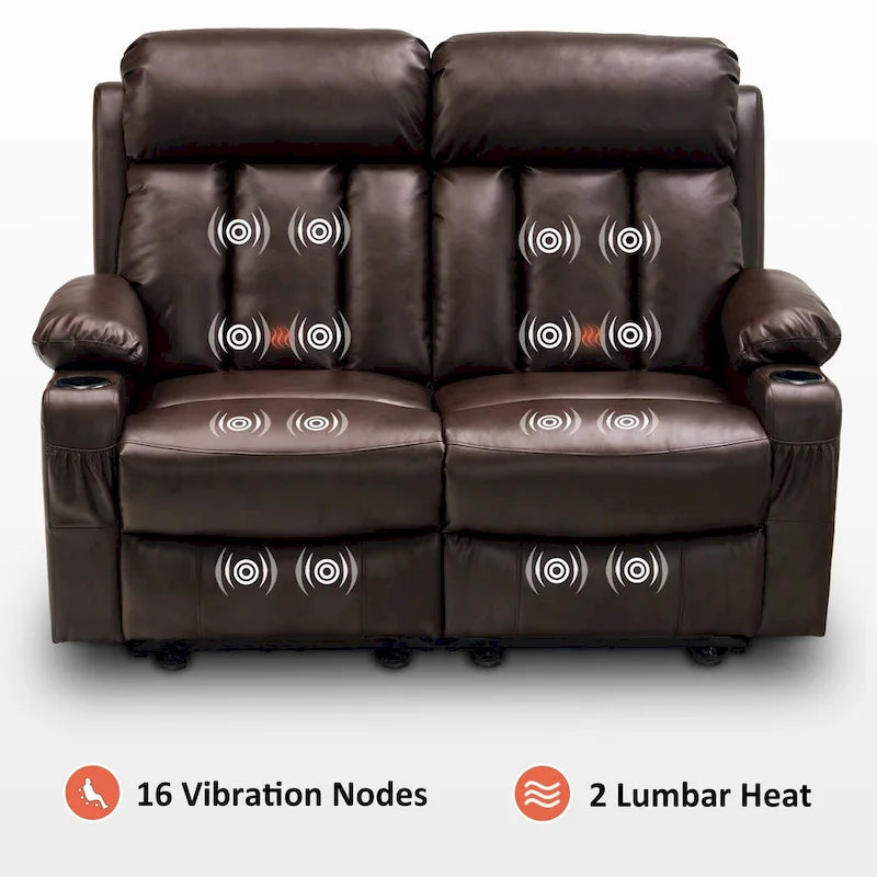 MCombo Faux Leather Electric Reclining Sofa with Heat and Massage - Models 6095/6075/6077 4