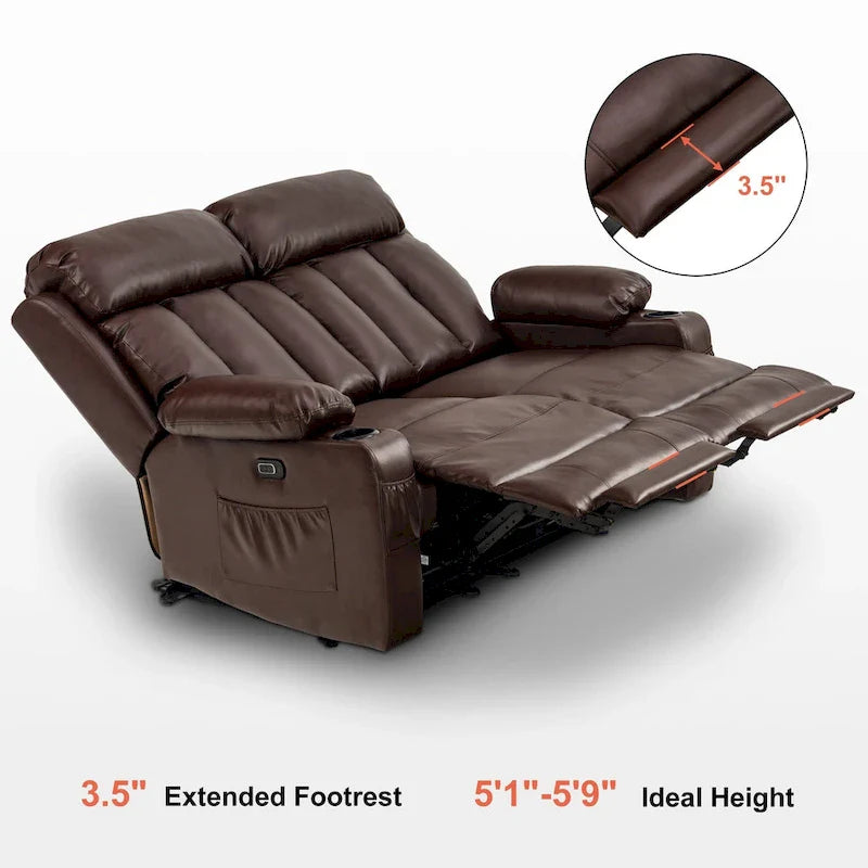 MCombo Faux Leather Electric Reclining Sofa with Heat and Massage - Models 6095/6075/6077 5