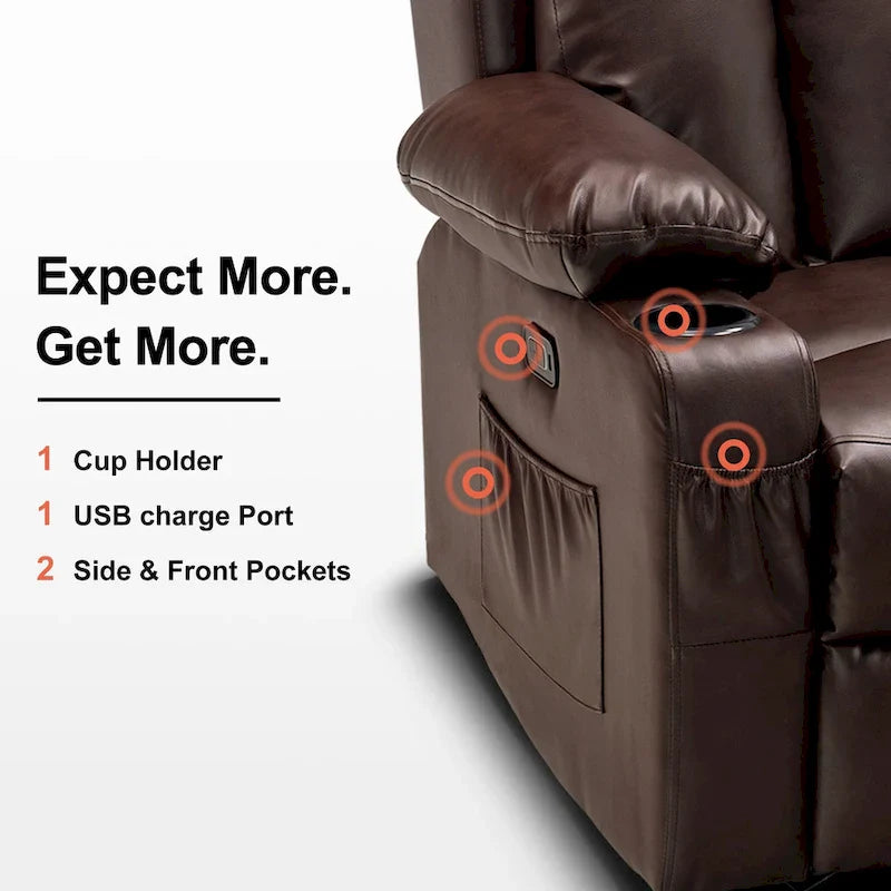 MCombo Faux Leather Electric Reclining Sofa with Heat and Massage - Models 6095/6075/6077 6