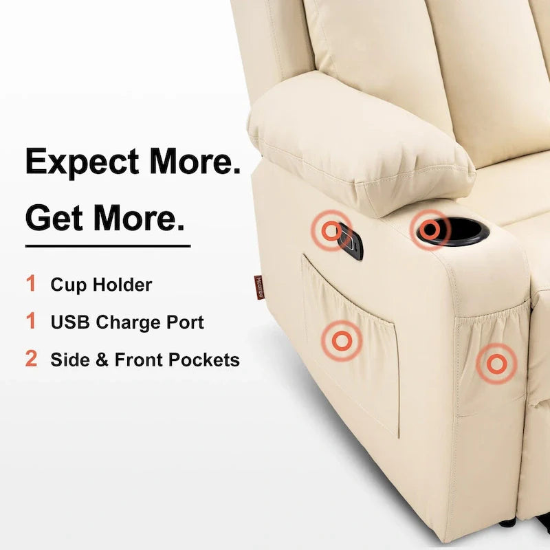 MCombo Faux Leather Electric Reclining Sofa with Heat and Massage - Models 6095/6075/6077 19