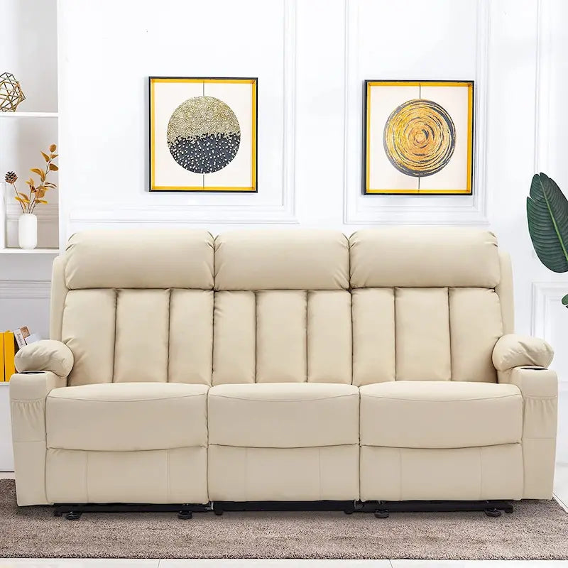 MCombo Faux Leather Electric Reclining Sofa with Heat and Massage - Models 6095/6075/6077 25