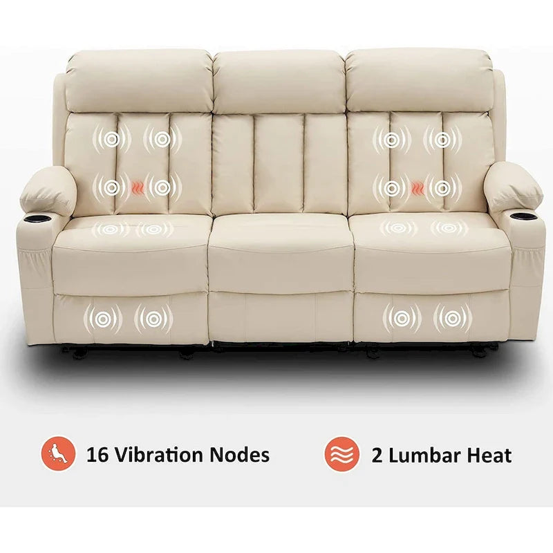 MCombo Faux Leather Electric Reclining Sofa with Heat and Massage - Models 6095/6075/6077 27