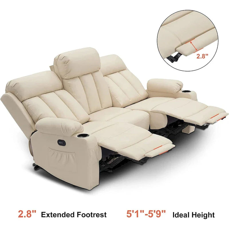 MCombo Faux Leather Electric Reclining Sofa with Heat and Massage - Models 6095/6075/6077 28