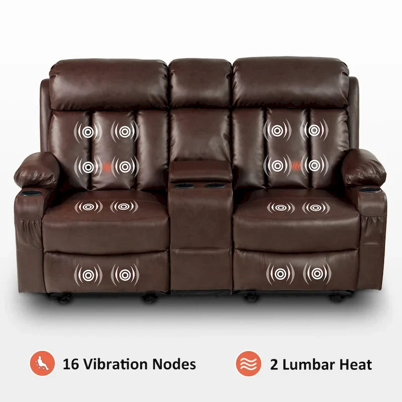 MCombo Faux Leather Electric Reclining Sofa with Heat and Massage - Models 6095/6075/6077 31