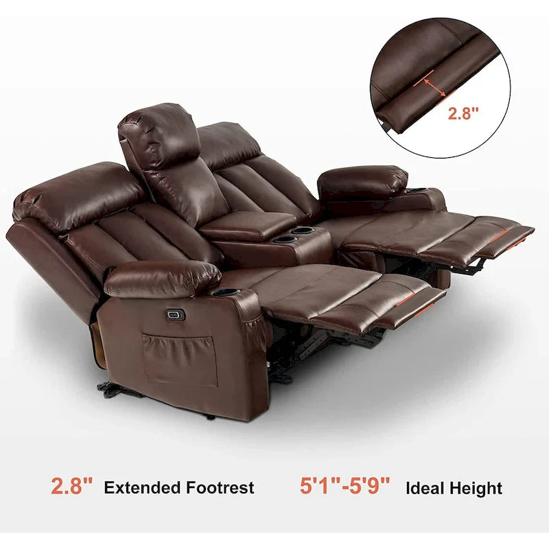MCombo Faux Leather Electric Reclining Sofa with Heat and Massage - Models 6095/6075/6077 32
