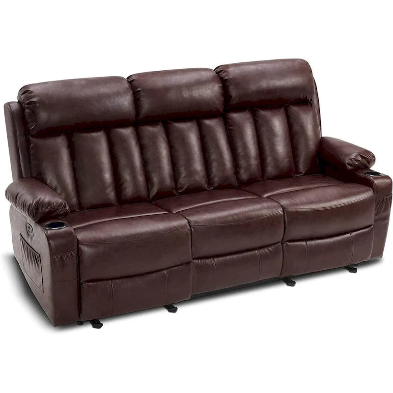 MCombo Faux Leather Electric Reclining Sofa with Heat and Massage - Models 6095/6075/6077 33