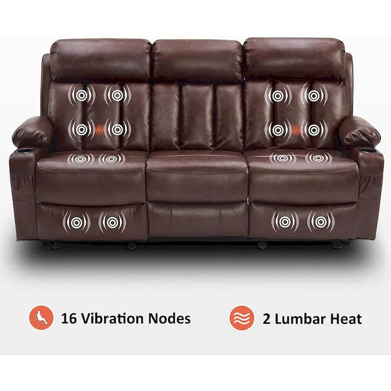 MCombo Faux Leather Electric Reclining Sofa with Heat and Massage - Models 6095/6075/6077 35