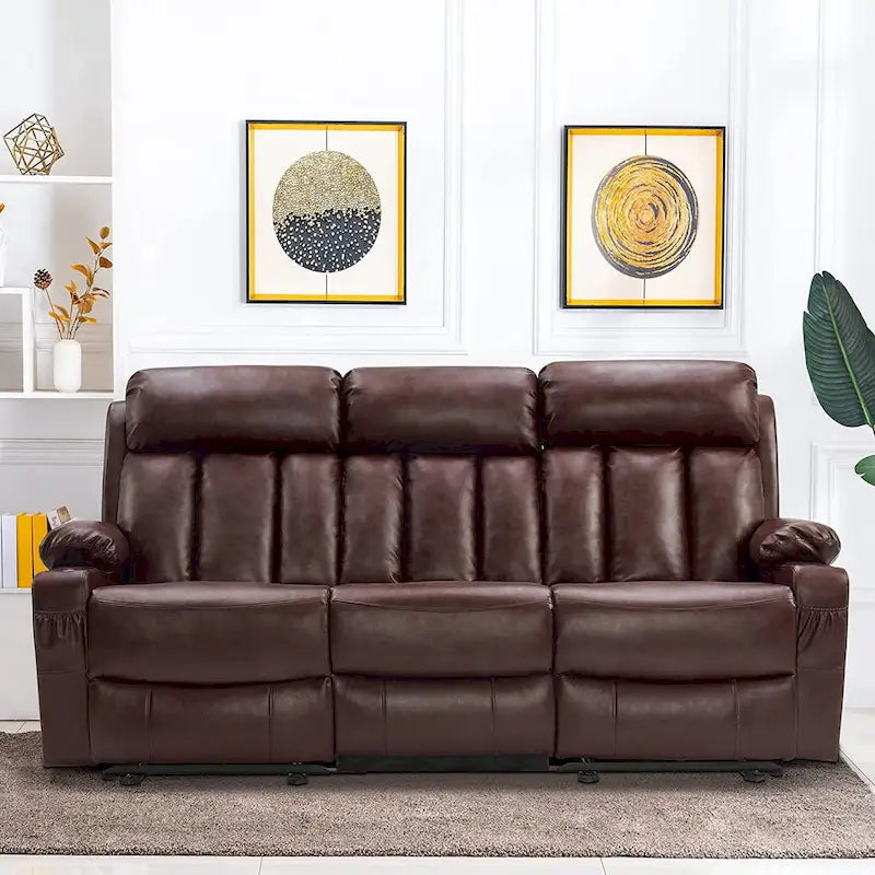 MCombo Faux Leather Electric Reclining Sofa with Heat and Massage - Models 6095/6075/6077 38