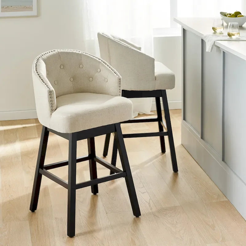 Set of 2 Ogden Beige Swivel Bar Stools by Christopher Knight Home