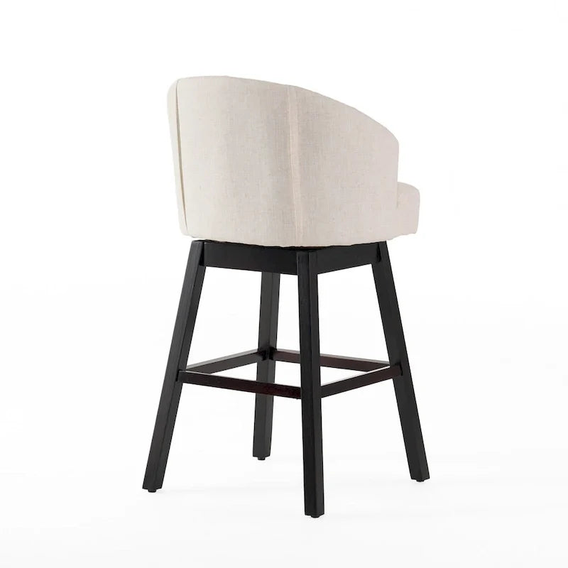 Swivel Bar Stool Set with Tufted Upholstered Seat and Wooden Frame 8