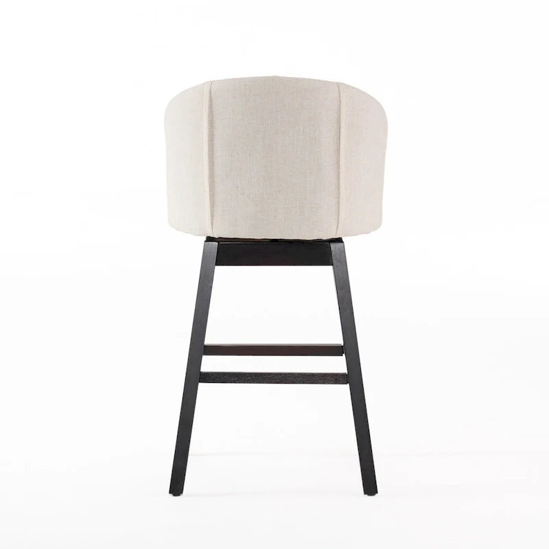 Swivel Bar Stool Set with Tufted Upholstered Seat and Wooden Frame 10