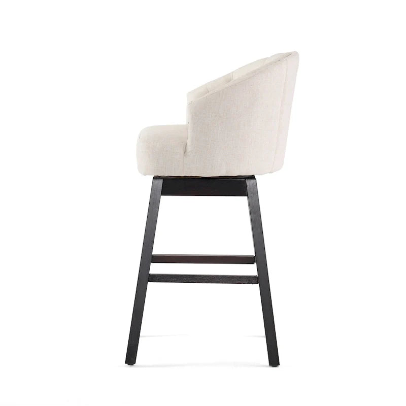Swivel Bar Stool Set with Tufted Upholstered Seat and Wooden Frame 13