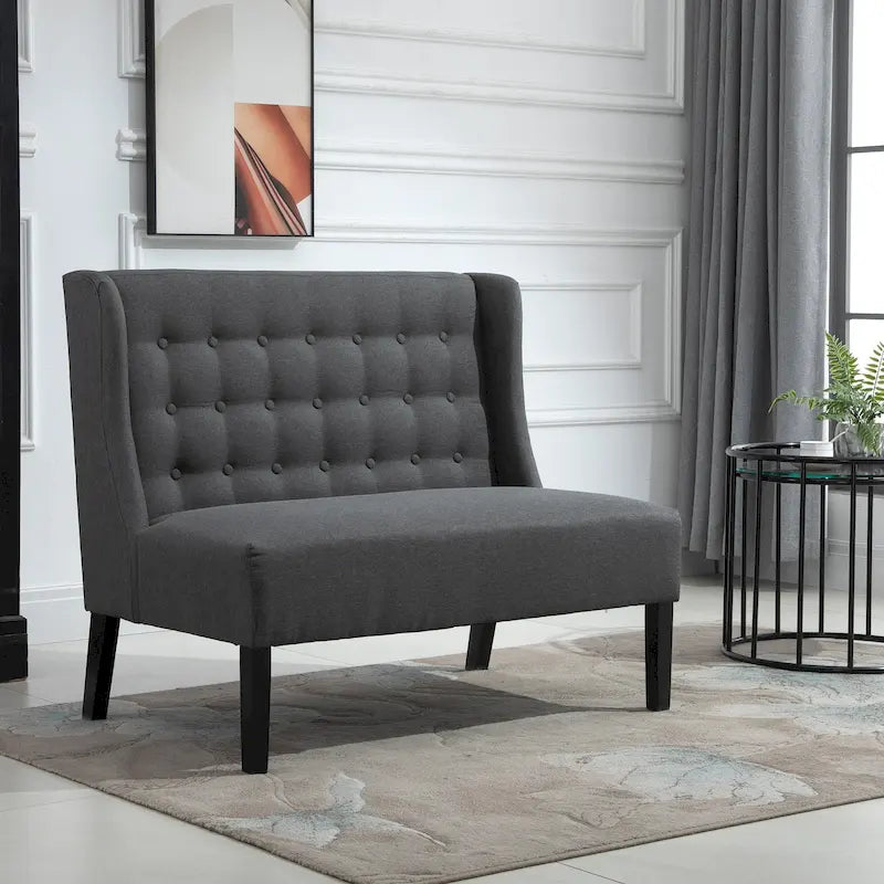 HOMCOM Armless Double Sofa Loveseat - Tufted Linen Upholstery Couch with Wooden Legs for Living Room - 28.75 x 43.25 x 36.5 inches 19