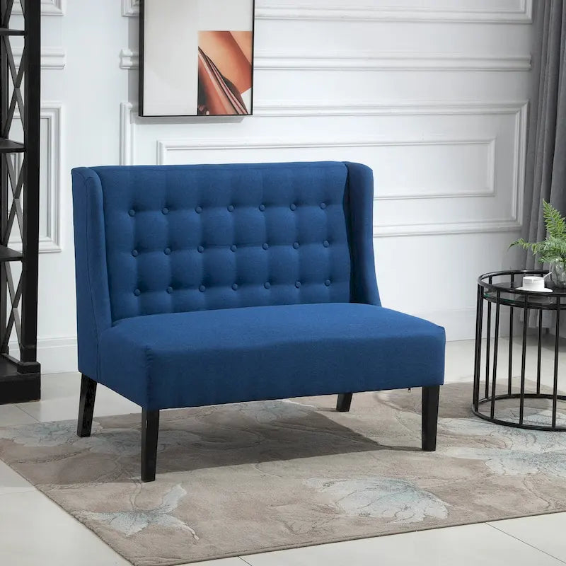 HOMCOM Armless Double Sofa Loveseat - Tufted Linen Upholstery Couch with Wooden Legs for Living Room - 28.75 x 43.25 x 36.5 inches 1