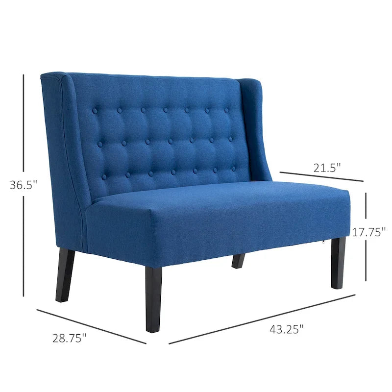 HOMCOM Armless Double Sofa Loveseat - Tufted Linen Upholstery Couch with Wooden Legs for Living Room - 28.75 x 43.25 x 36.5 inches 7