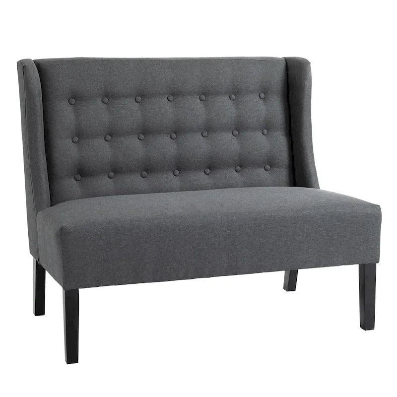 HOMCOM Armless Double Sofa Loveseat - Tufted Linen Upholstery Couch with Wooden Legs for Living Room - 28.75 x 43.25 x 36.5 inches 11