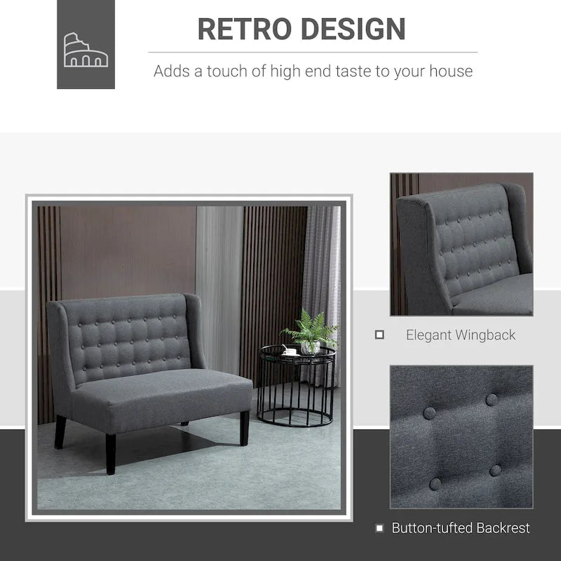 HOMCOM Armless Double Sofa Loveseat - Tufted Linen Upholstery Couch with Wooden Legs for Living Room - 28.75 x 43.25 x 36.5 inches 12