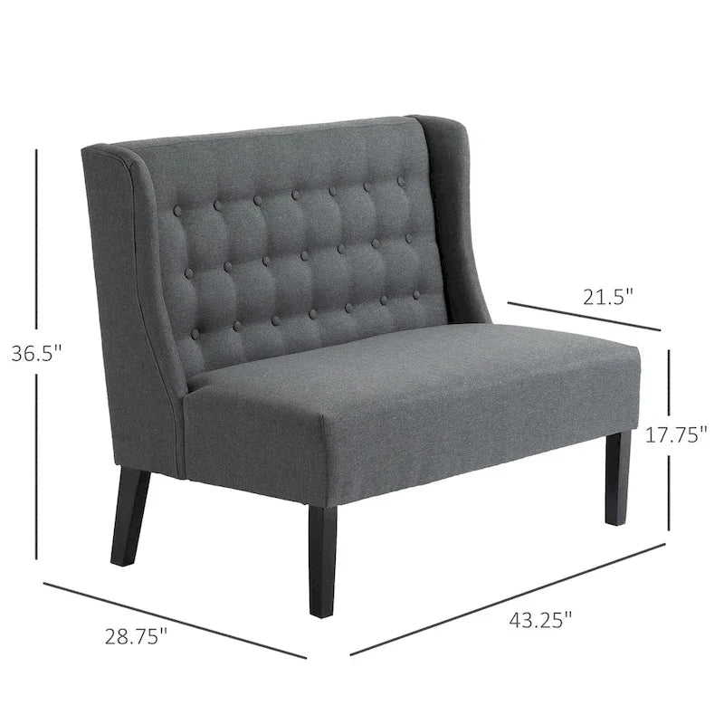 HOMCOM Armless Double Sofa Loveseat - Tufted Linen Upholstery Couch with Wooden Legs for Living Room - 28.75 x 43.25 x 36.5 inches 16