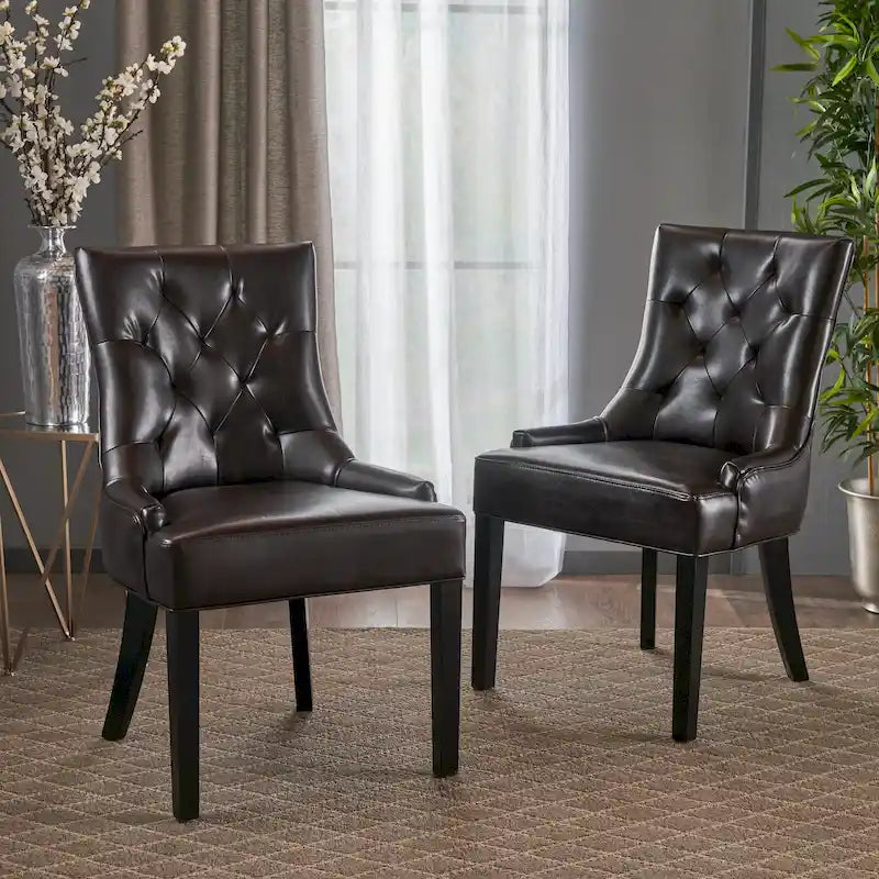 Set of 2 Cheney Tufted Dining Chairs by Christopher Knight Home 34