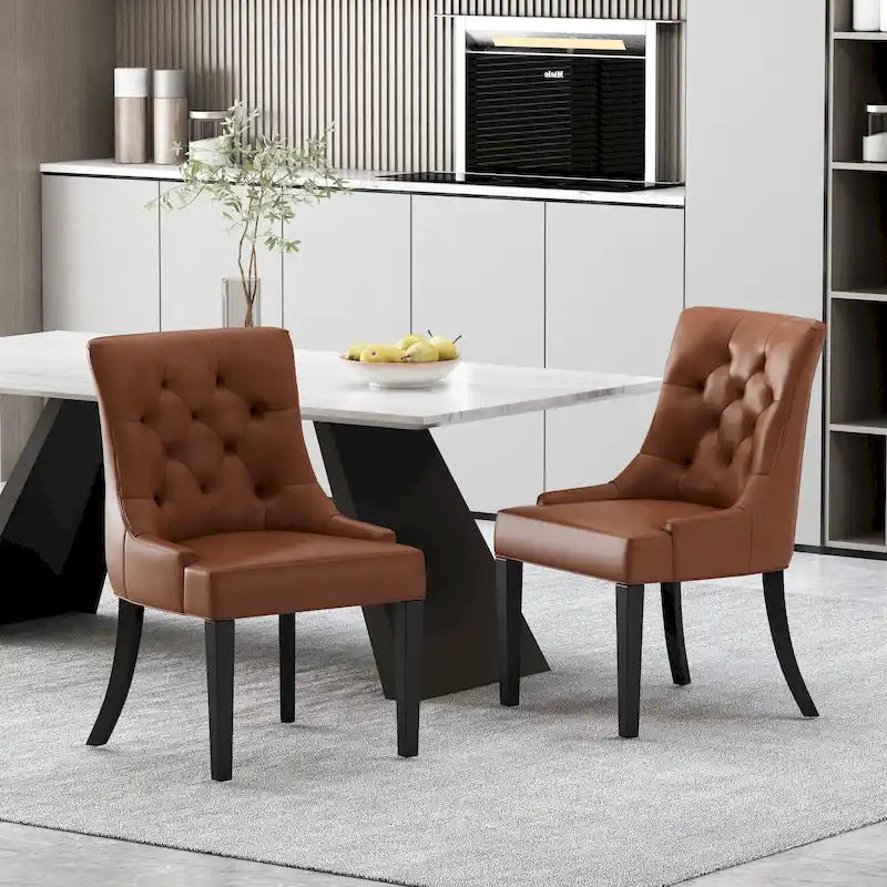 Set of 2 Cheney Tufted Dining Chairs by Christopher Knight Home 37