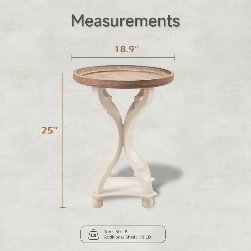 COZAYH Rustic Farmhouse Cottagecore Side Table