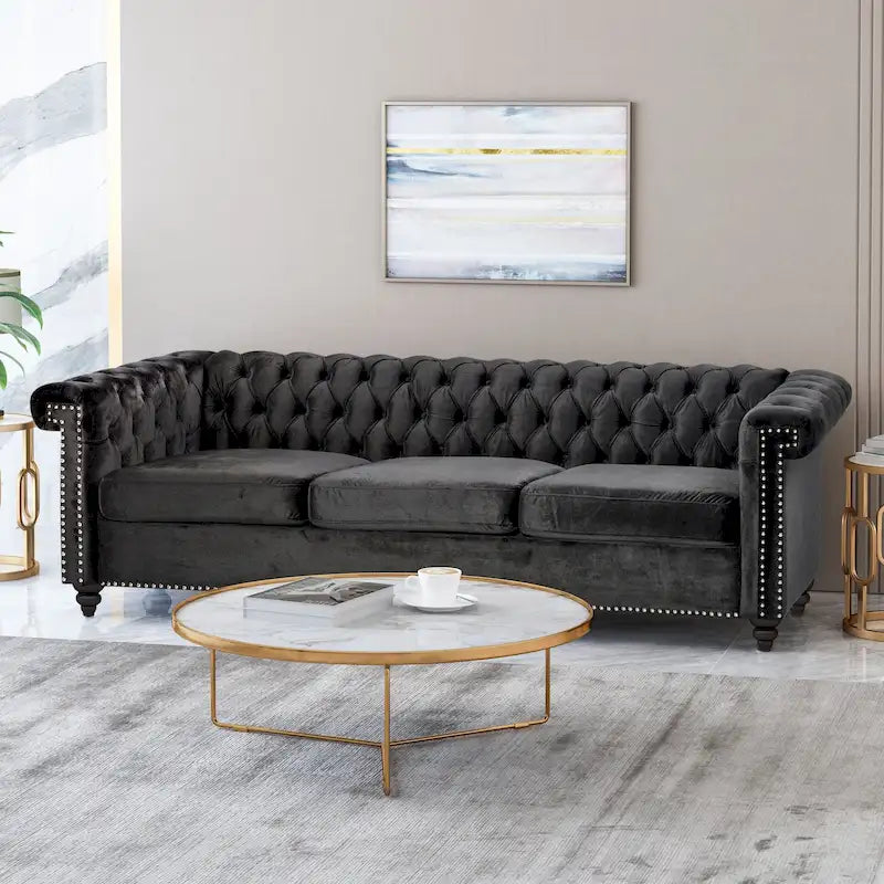 Christopher Knight Home Parkhurst Velvet Tufted Sofa 23