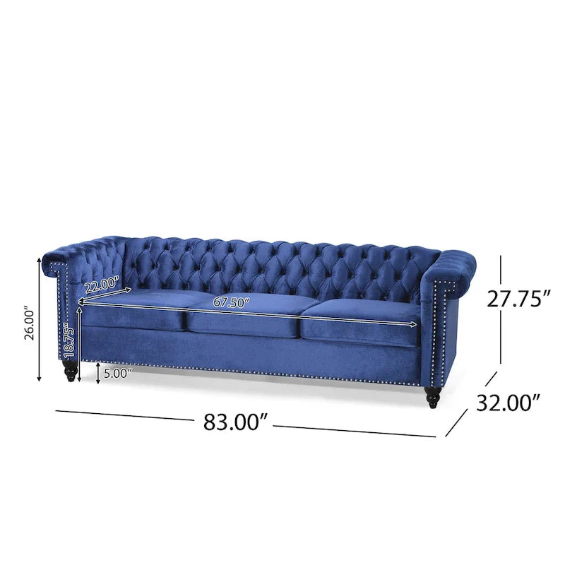Christopher Knight Home Parkhurst Velvet Tufted Sofa 22