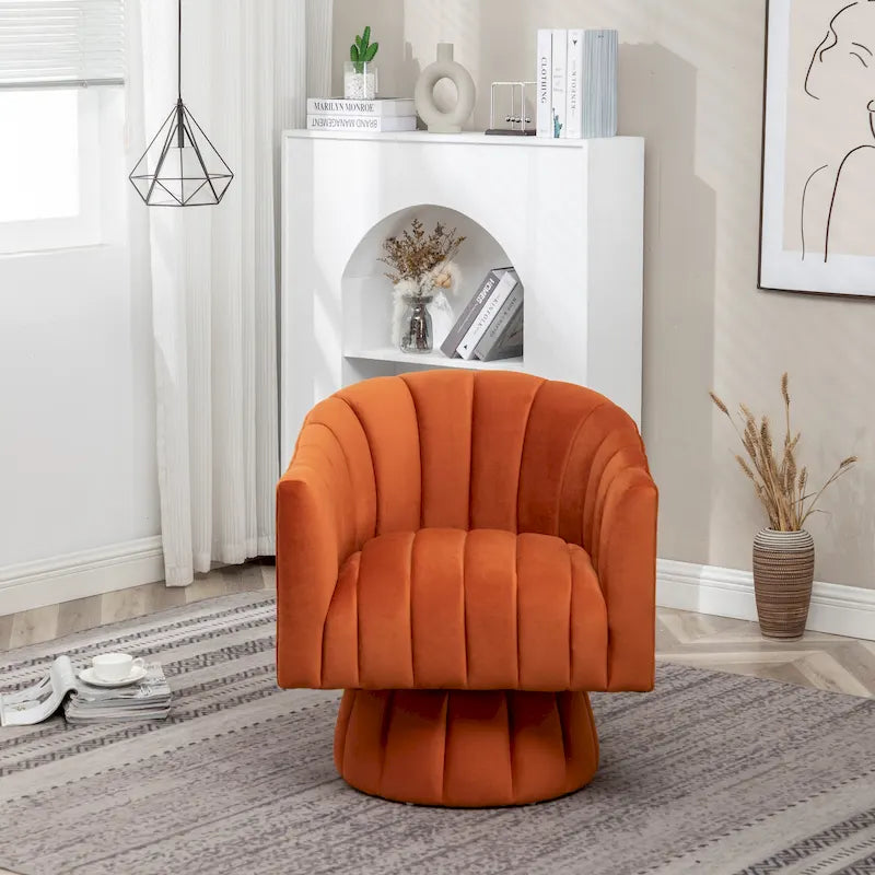 SEYNAR Contemporary Glam Velvet Round Swivel Accent Barrel Chair for Living Room 36