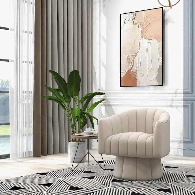 SEYNAR Contemporary Glam Velvet Round Swivel Accent Barrel Chair for Living Room 39