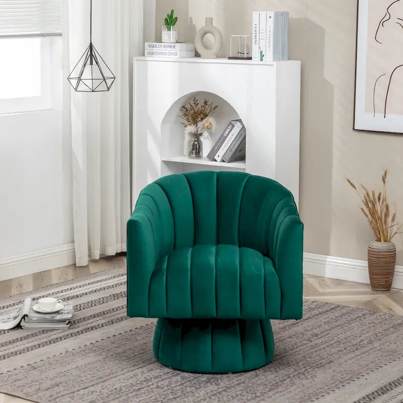 SEYNAR Contemporary Glam Velvet Round Swivel Accent Barrel Chair for Living Room 40
