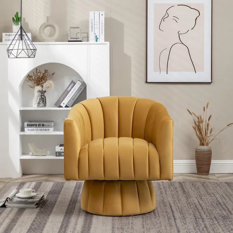 SEYNAR Contemporary Glam Velvet Round Swivel Accent Barrel Chair for Living Room 41