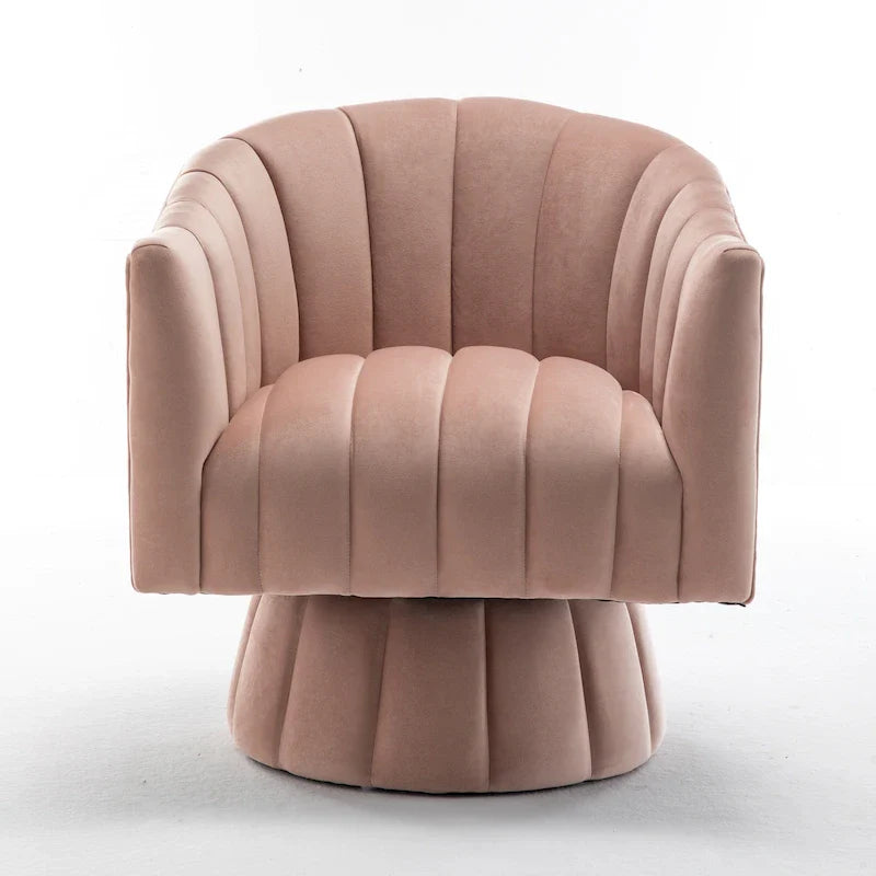 SEYNAR Contemporary Glam Velvet Round Swivel Accent Barrel Chair for Living Room 45