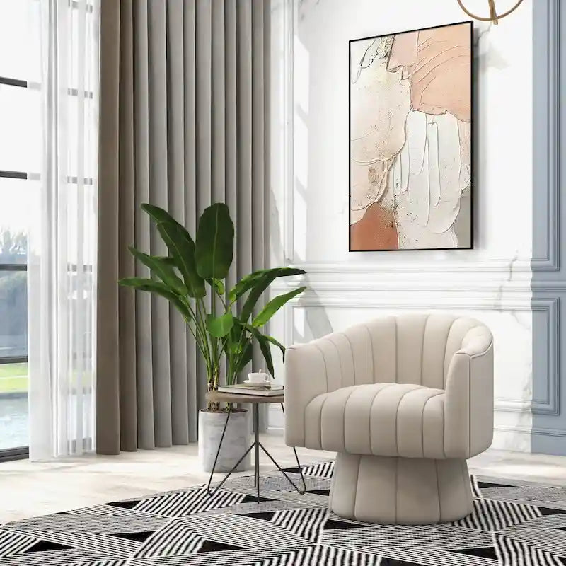 SEYNAR Contemporary Glam Velvet Round Swivel Accent Barrel Chair for Living Room