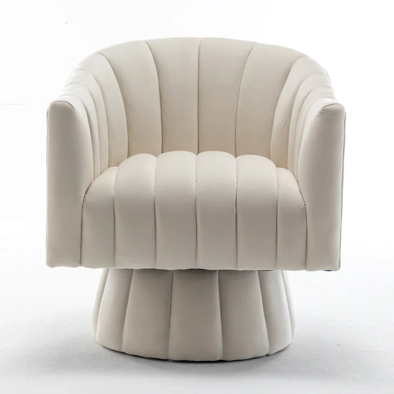 SEYNAR Contemporary Glam Velvet Round Swivel Accent Barrel Chair for Living Room
