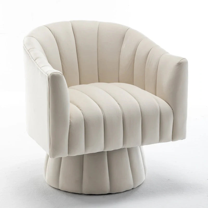 SEYNAR Contemporary Glam Velvet Round Swivel Accent Barrel Chair for Living Room 3